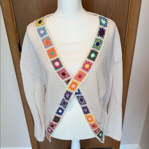 Colorful Crochet Trim Women Sweater